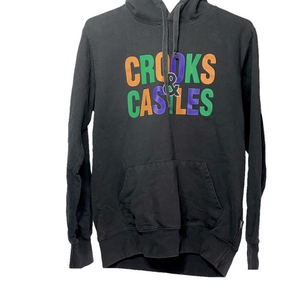 Crooks & Castles Black Hoodie with Orange, Green & Purple Logo